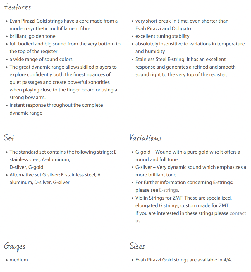 Pirastro - Evah Pirazzi Gold | Violin