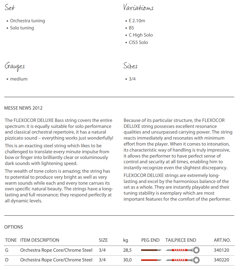 Pirastro - Flexocor Deluxe Orchestra | Double Bass